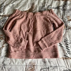 Pink off shoulder long sleeve blouse
